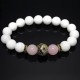 Браслет из натурального камня нефрит белый и розовый кварц