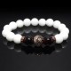 Браслет из натурального камня нефрит белый и гранат