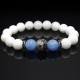 Браслет из натурального камня нефрит белый и голубой агат