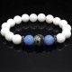 Браслет из натурального камня нефрит белый и голубой агат