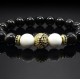 Браслет из натурального камня агат черный и кахолонг