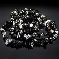 Natural stone beads on a fishing line *Snow obsidian* chips, diameter 7-9 mm (+-), length 80 cm