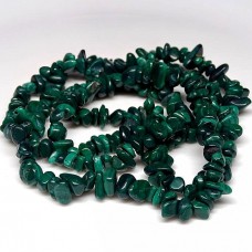 Natural stone beads on a fishing line *Malachite* chips, diameter 7-9 mm (+-), length 80 cm