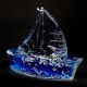 Souvenir desk pen stand in the shape of a sailboat with colored glitter gel and floating boats inside, size: 12*10cm
