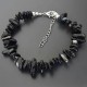 Bracelet on a fishing line with a clasp made of natural stone *Black agate chips*, bead diameter: 6x3mm+-, length: 19cm+