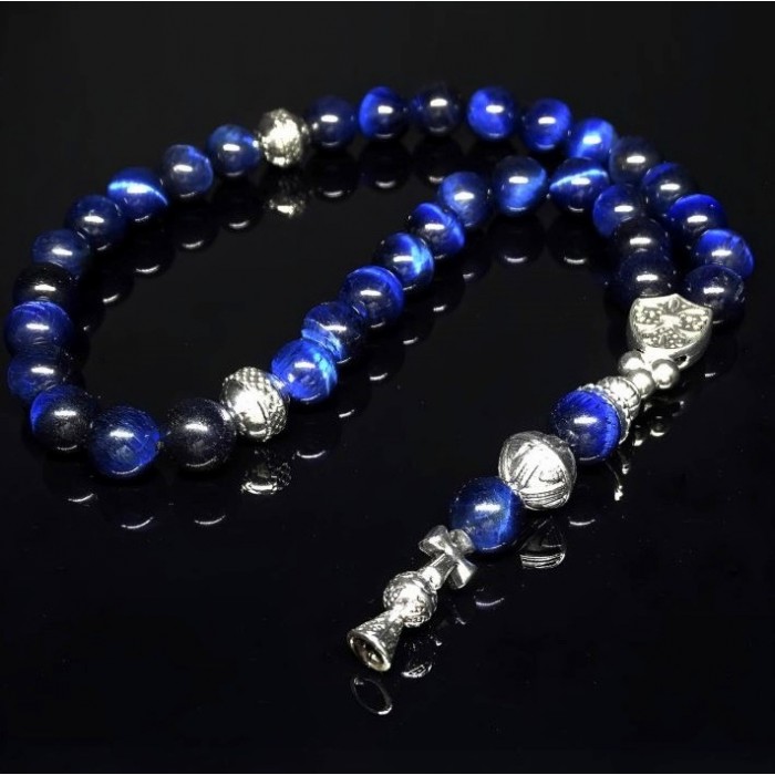 Rosary made of natural stone blue tiger eye