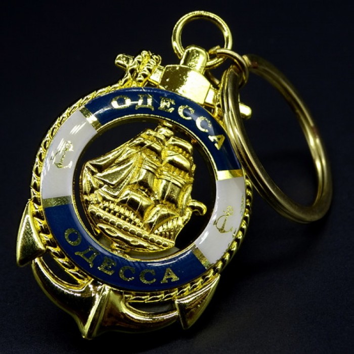 Keychain Odessa in the form of an anchor with a sailboat