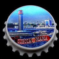 Fridge magnet Beer cap with opener Odessa Vorontsov Lighthouse