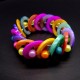 Mother-of-pearl shell bracelet with elastic band in the shape of large colored circles with colored balls, size: 18cm+