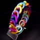 Mother-of-pearl shell bracelet with elastic band in the shape of large colored circles with colored balls, size: 18cm+