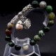 Bracelet Scales with a pendant made of natural stone "Green Jasper" with an elastic band, silver metal fittings, bead diameter: 10mm, size: 19cm+