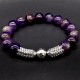 Bracelet Scales made of natural stone "Amethyst" with an elastic band, silver metal fittings, bead diameter: 10mm, size: 19cm+