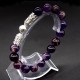 Bracelet Scales made of natural stone "Amethyst" with an elastic band, silver metal fittings, bead diameter: 10mm, size: 19cm+