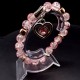 Elastic band bracelet with one pendant gold color, plastic material, broken glass beads, pink color, diameter: 10mm, size: 19cm+