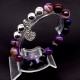 Bracelet with elastic band made of natural stone "Purple Agate" with a pendant, silver-tone metal fittings. Bead diameter: 10/10mm, girth: 19cm+