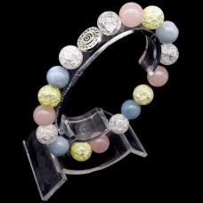 Bracelet with elastic band made of natural stone "Blue agate, Rose quartz, Rock crystal, Citrine" metal silver fittings. Bead diameter: 10mm, girth: 18.5cm+