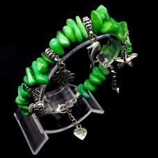 Bracelet made of natural mother-of-pearl with pendants "Sea World" on a fishing line with a lock, metal silver fittings. Bead diameter: 12*6mm+-, girth: 20cm+