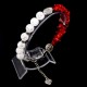 Double bracelet made of natural stone *Rock crystal-Coral red* on a fishing line with a lock. Bead diameter: 10mm/6x3mm+-, girth: 21cm+