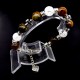 Bracelet made of natural stone "Tiger Eye-Rhinestone" metallized thread, metal silver fittings. Bead diameter: 10mm, girth: 19cm+