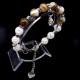 Bracelet made of natural stone "Onyx-Rock Crystal" with a pendant. Metallic thread, silver metal fittings. Bead diameter: 10mm, girth: 19.5cm+