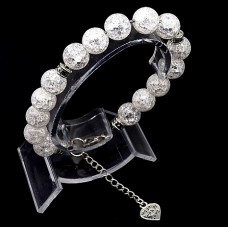 Bracelet made of natural stone "rock crystal" metallized thread, metal silver fittings. Beads diameter: 10mm, girth: 19.5cm+