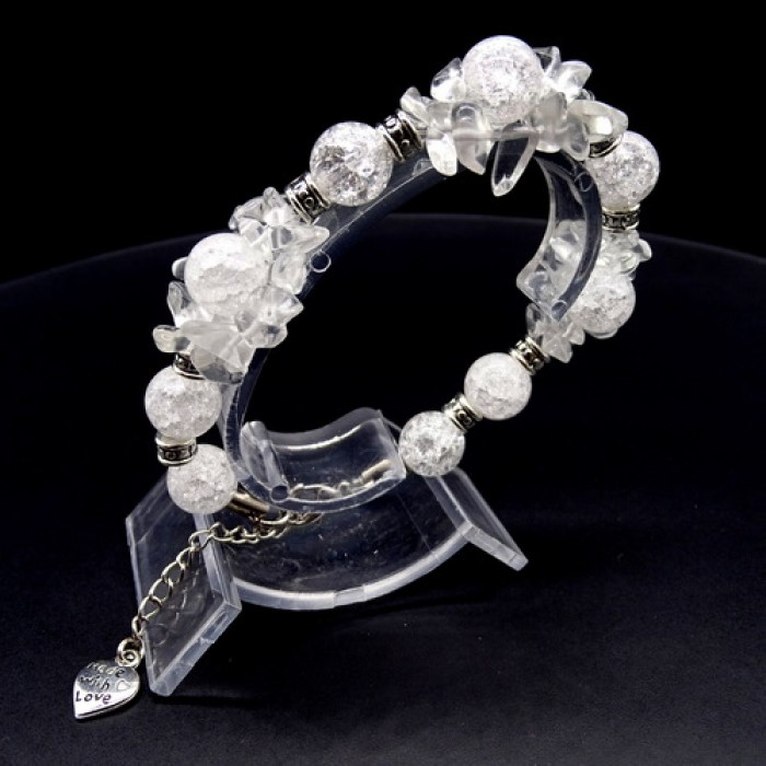 Bracelet Cluster of natural stone *Rock crystal* beads diameter: 10mm, girth: 20cm+