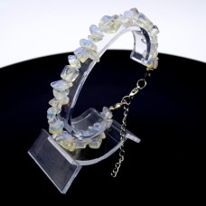 Bracelet on a fishing line with a lock made of natural stone *Moonstone* crumb beads diameter: 6x3mm+-, length: 19.5cm+