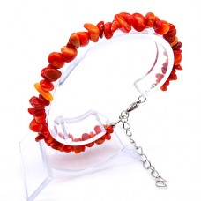 Bracelet on a fishing line with a natural stone lock *Coral orange crumb*, beads diameter: 6x3mm+-, length: 19cm+