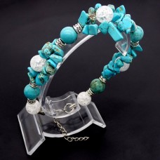 Bracelet "Bunch" made of natural stone *Turquoise-Rhinestone* beads diameter: 10mm, girth: 20cm