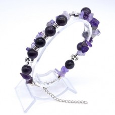 Double bracelet made of natural stone *Amethyst* on a fishing line with a lock. Bead diameter: 10mm, girth: 20cm+