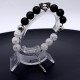 Bracelet made of natural stone *Agate black-Rhinestone* base metallized thread. Bead diameter: 10mm, girth: 19cm+