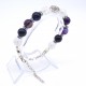 Bracelet made of natural stone *Purple Agate-Rhinestone* base metallized thread. Bead diameter: 10mm, girth: 19cm+