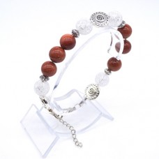 Bracelet made of natural stone *Aventurine-Rhinestone* metalized thread base. Bead diameter: 10mm, girth: 19cm+