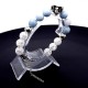 Bracelet made of natural stone *Blue Agate-Rock Crystal* metalized thread base. Bead diameter: 10mm, girth: 19cm+