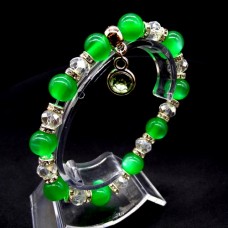 Bracelet with elastic band *Cat's eye* natural stone effect, size: 18.5cm++