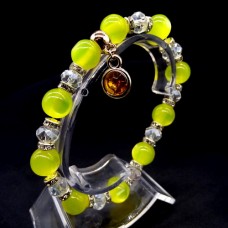 Bracelet with elastic band *Cat's eye* natural stone effect, size: 18.5cm++