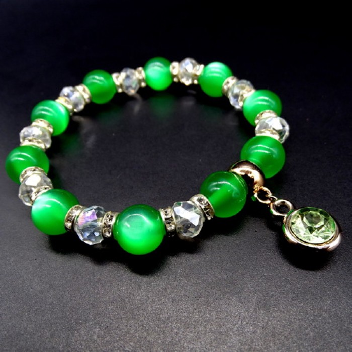 Bracelet with elastic band *Cat's eye* natural stone effect, size: 18.5cm++