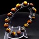 Elastic band bracelet made of natural stone "tiger eye" metal fittings in silver, rondel with rhinestones-8mm beads diameter: 10mm, size: 19cm+