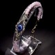 Bracelet charm from the evil eye "Eye of Fatima" metal color silver beads faceted glass, size 18cm + 4
