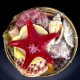 Set of seashells with red starfish, in a bamboo basket *4*