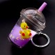 Key chain acrylic quicksand liquid milkshake inside gel multicolored floating figures with sparkles. Color mix, size: height-7cm, width-4.5cm