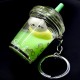 Key chain acrylic quicksand liquid milkshake inside gel multicolored floating figures with sparkles. Color mix, size: height-7cm, width-4.5cm