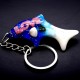 Acrylic keychain in the shape of a Dolphin with the inscription LOVE, inside a shell and multi-colored sequins. Color mix, size: height-3cm length-6.5cm