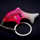 Acrylic keychain in the shape of a Dolphin with the inscription LOVE, inside a shell and multi-colored sequins. Color mix, size: height-3cm length-6.5cm