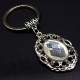 Keychain amulet in the form of a pendant, metal color silver, size: length-7.5cm, pendant-3.8/2.5cm