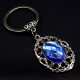 Keychain amulet in the form of a pendant, metal color silver, size: length-7.5cm, pendant-3.8/2.5cm