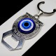 Fatima's eye keychain good luck charm in the form of a horseshoe with a bottle opener, metal color silver, size: length-10cm, pendant: 6.7/3.7cm