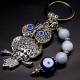 Keychain amulet of Fatima's eyes in the form of an owl with a pendant made of natural stones