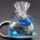 Acrylic water keychain in the form of a Bag with an inscription, inside the gel are multi-colored floating figurines with sparkles. Size: height-5.5cm, length-4.5cm