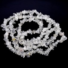 Намистини натуральний камінь на волосіні *Гірський кришталь* крихта, діаметр 7-9мм(+-), довжина 85см